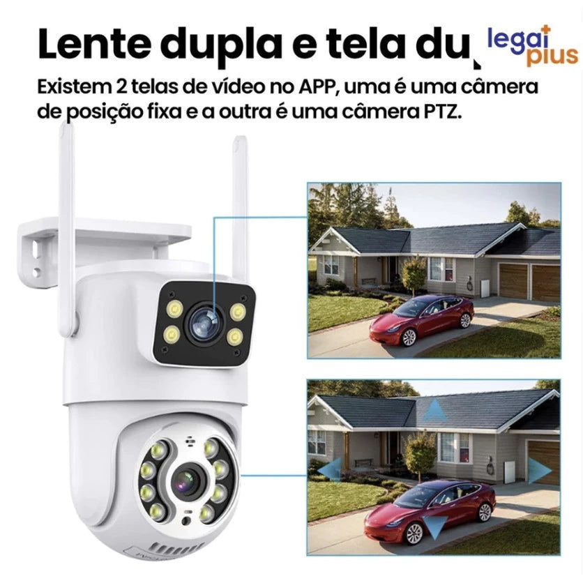 Camera Externa IP à Prova D'água Wifi Dupla 2 Em 1 - Visao Noturna e Infravermelho