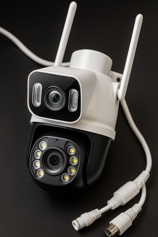 Camera Externa IP à Prova D'água Wifi Dupla 2 Em 1 - Visao Noturna e Infravermelho